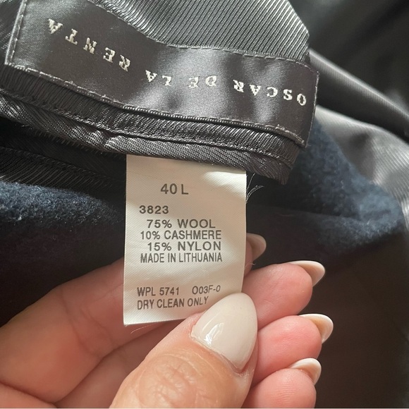 Oscar De La Renta Mens 40L Wool Cashmere Blazer Suit Jacket Sport coat Blue/Gray - Picture 13 of 14
